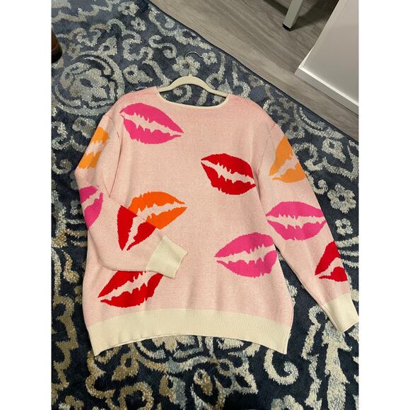 Women's Pink Lipstick Sweater - Picture 3 of 3